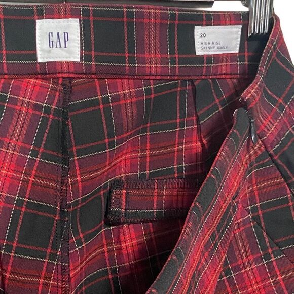 NWT GAP Red Plaid High Rise Skinny Ankle Pants 20 Punk Academia Grunge Y2K - Picture 6 of 10